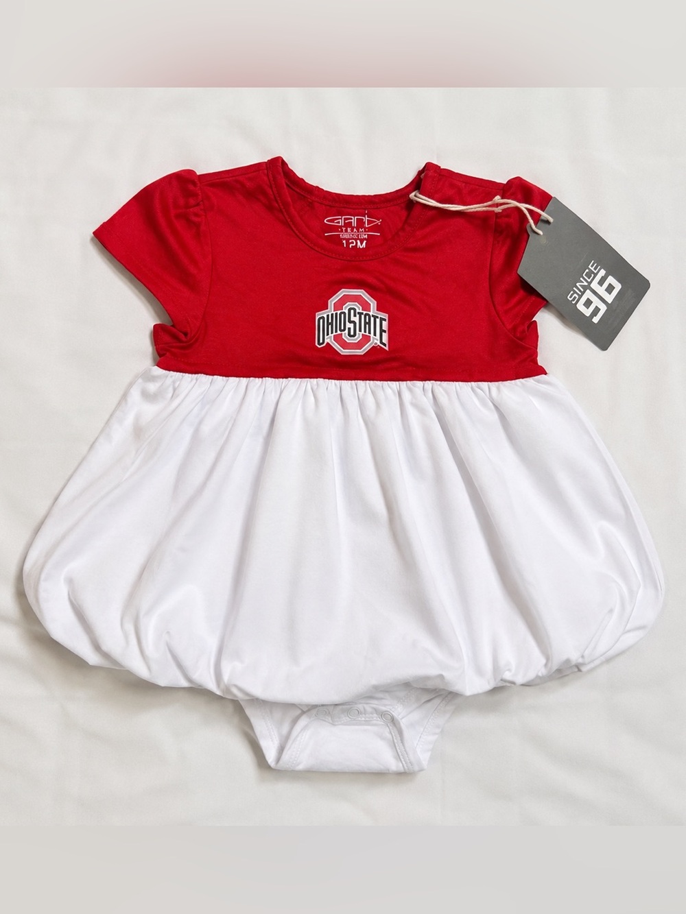 GARB Ohio State Buckeyes Baby Girls Bubble Dress Romper 12M NWT Game Day